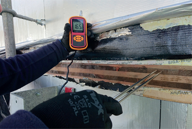 FIG 12.3 Moisture meter used on site to determine moisture content of slabs before being sealed under other construction.