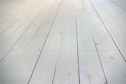 FIG 5.10 Panel with two coats of opaque white finish, knots and splits clearly visible.