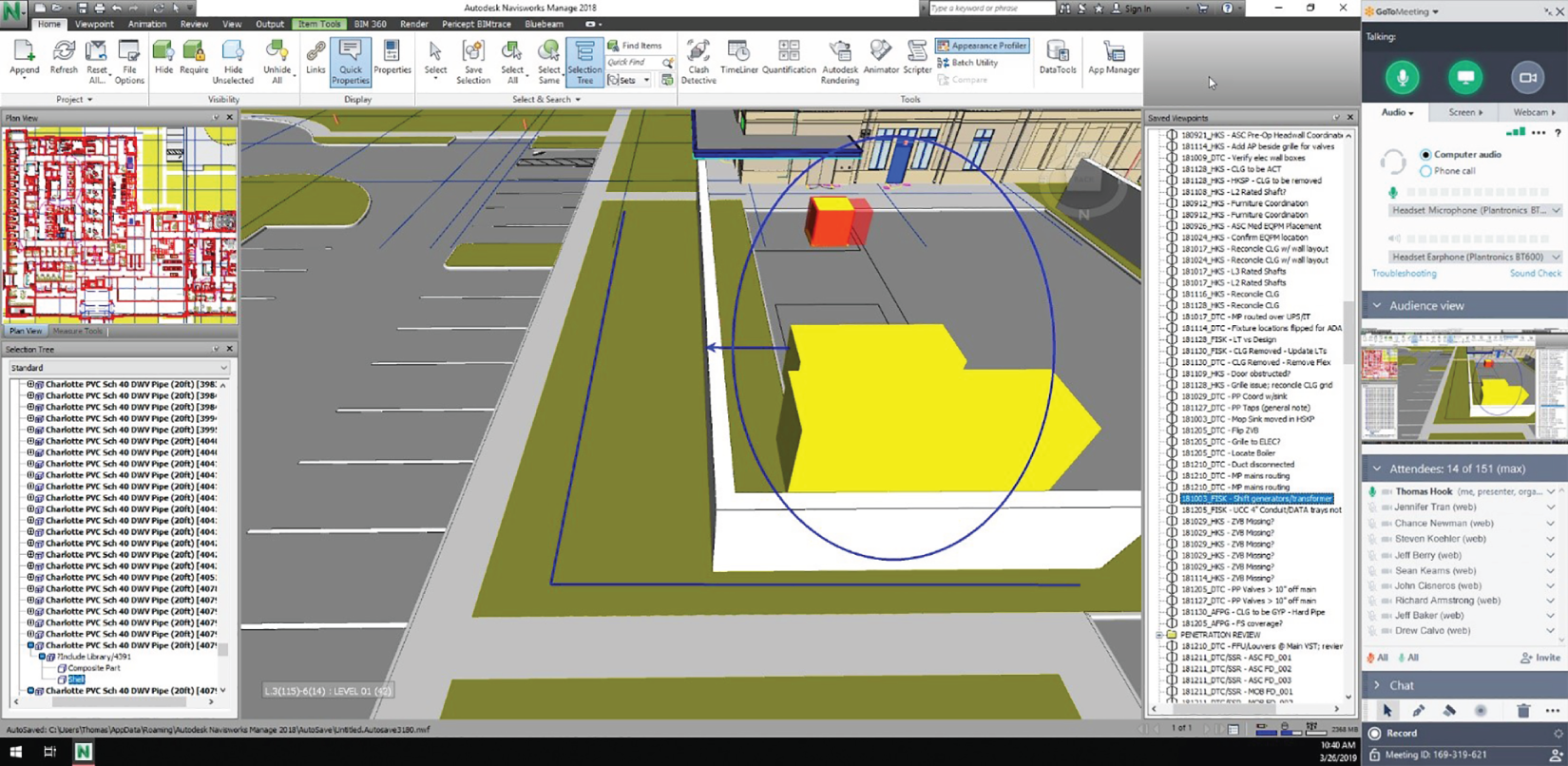 Screenshot depicting the example of an online design coordination meeting.